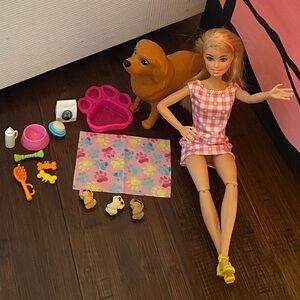 Barbie Doll & Color Change Newborn Pets Set